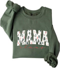 Mama Christmas Sweatshirt Women Mama Claus Graphic Long Sleeve Shirt Mom Life Pullover Mother Crewneck Tops