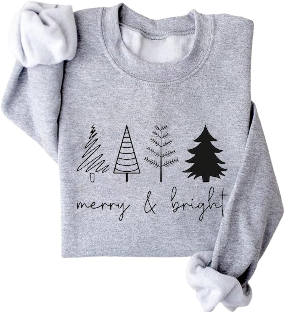 Women's Merry and Bright Crewneck Sweatshirt Casual Long Sleeve Merry Christmas Sweatshirt Fleece Pullover Tops