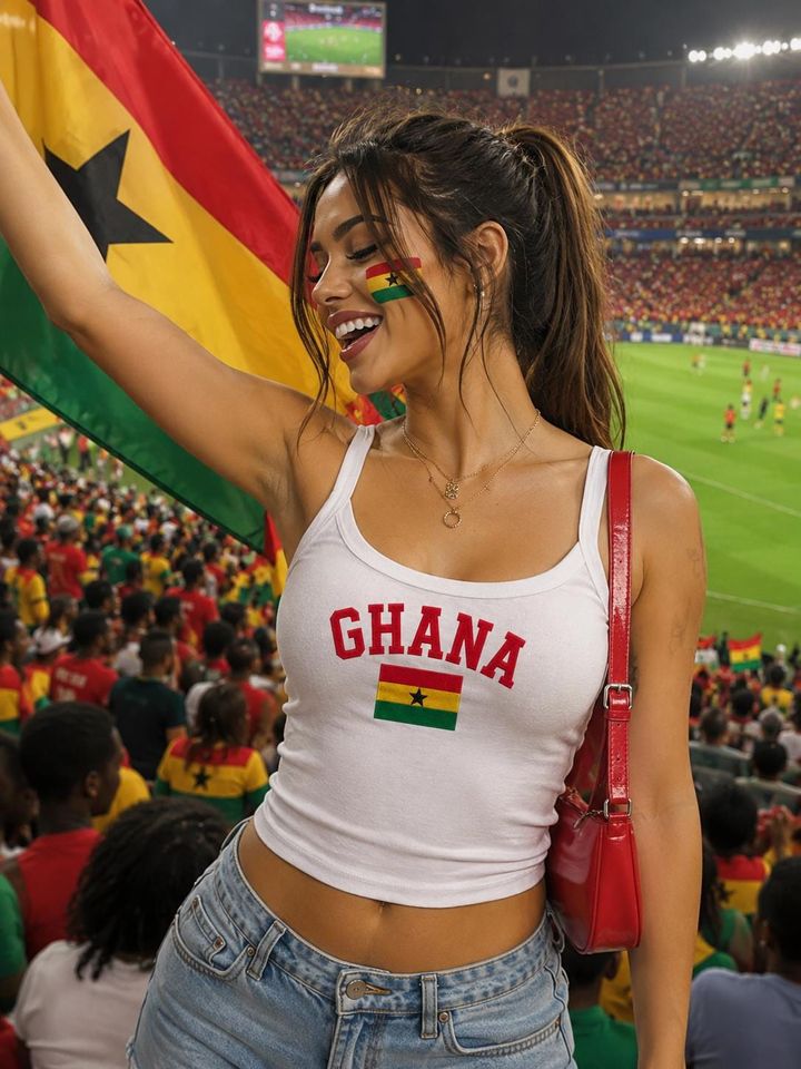 Embroidered Ghana Tank Top, Ghana Flag Tee, Game Day Outfit, Ghana Futbol Fan