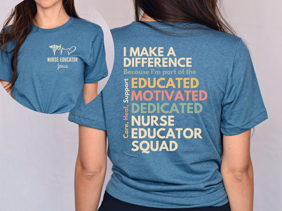 Personalized Nurse Educator Squad shirt, long sleeve, sweatshirt, hoodie, gift, front and back pocket custom name nursing professor