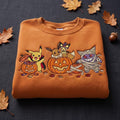 Halloween Embroidered Sweatshirt, Cute Spooky Pumpkin Crewneck, Anime Inspired Fall Shirt