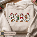 Embroidered Goose Christmas Sweatshirt, Festive Holiday Apparel Sweater, Funny Goose Embroidered Sweater