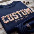 Custom Embroidered Knit Sweater, Floral Applique Letters, Personalized Grandkids Names