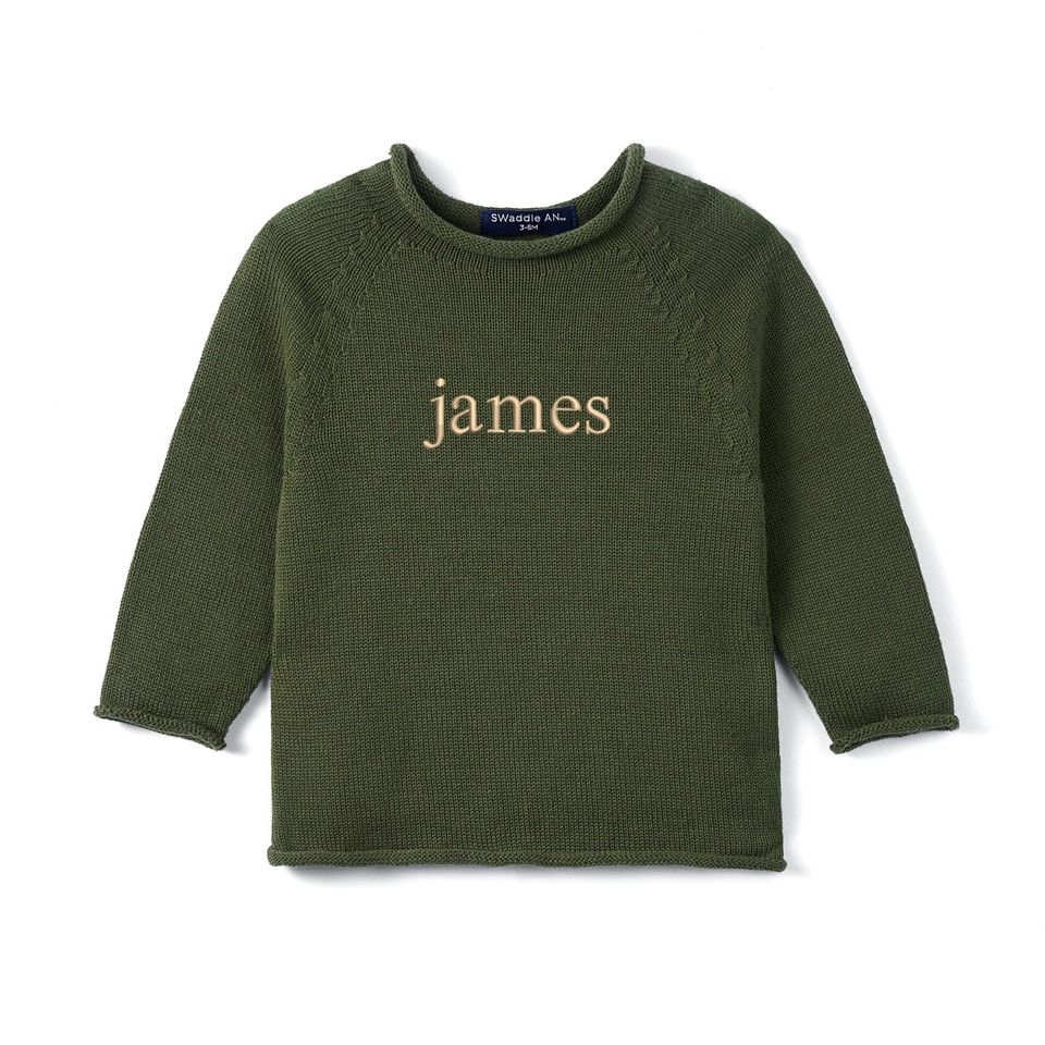 Custom Name Rollneck Sweater, Personalized Sweater for Baby and Kids, Knit Pullover, Baby Shower Gift, Personalization Sizes 3m-5T