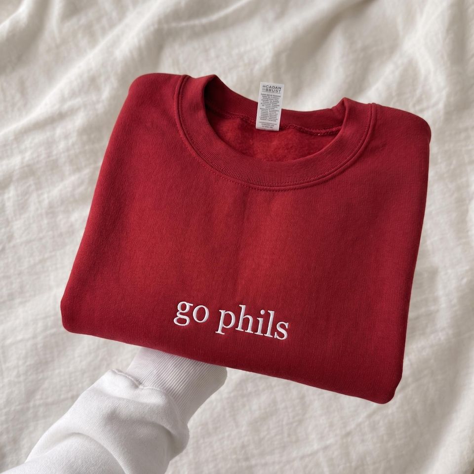Philadelphia Baseball Embroidered Sweatshirt | Philly Gift for Fans | Embroidery Gifts