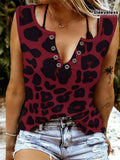 Leopard Print Sleeveless V-Neck Tank Top