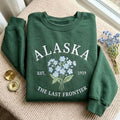 Embroidered Alaska The Last Frontier Sweatshirt, Vintage Nature Lovers Apparel