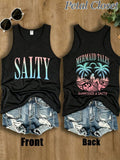 Women's "Salty Mermaid Tales Double Sided Print" Racerback Tank Tops Women