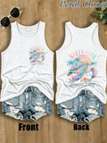Tank Top, Salty Soul Beach Vibes Sea Turtle Double Side Graphic Tee