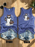 Boo Jee Leopard Bow Ghost Double Sided Print Graphic Tank