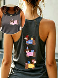 Colorful Dachshund Dog Double Sided Graphic White Tank Top