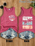 Sun Salt Sand Ombre Palm Tree Double Sided Print" Tank Tops