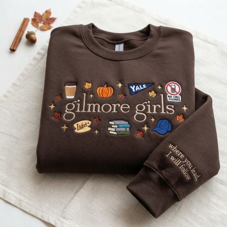 Embroidered Fall Movie Inspired Sweatshirt, Fall Girls Coquette Crewneck, Star Hollow Fall Apparel, Cozy Autumn Top, Autumn Lover Gift