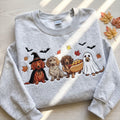 Embroidered Dog Pumpkin Autumn Sweatshirt, Cozy Fall Dachshund Crewneck, Spooky Season Dog Lover Sweater