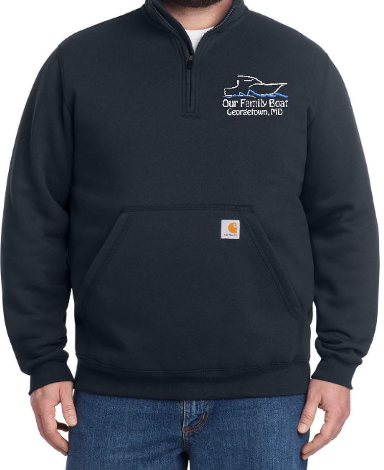 Custom Boat Embroidered Quarter Zip Sweatshirt | Nautical Pullover, Workwear Style
