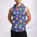 Cartoon Poket mons Print Sleeveless Hooded