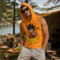 Anime Print Sleeveless Hooded