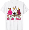 Howdy Christmas Tree Cowboy Hat Funny Western Cowgirl Xmas T-Shirt