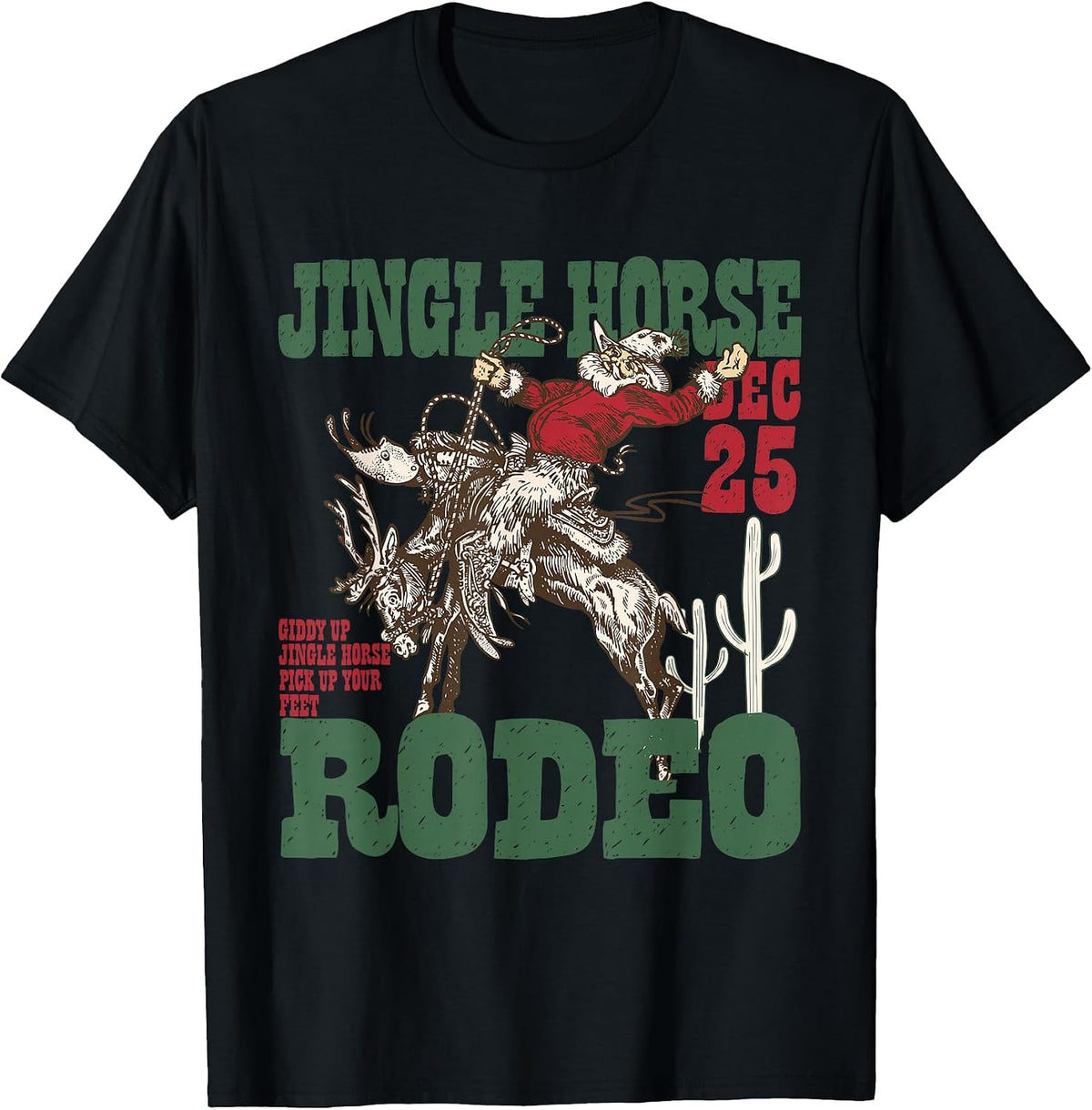 Retro Jingle Horse Rodeo Christmas Funny Western Cowboy T-Shirt