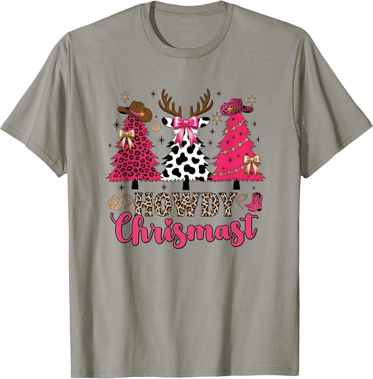 Howdy Christmas Cowgirl Western Christmas Trees Coquette T-Shirt