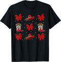 Western Coquette Cowgirl Christmas Bow Retro Christmas Boots T-Shirt