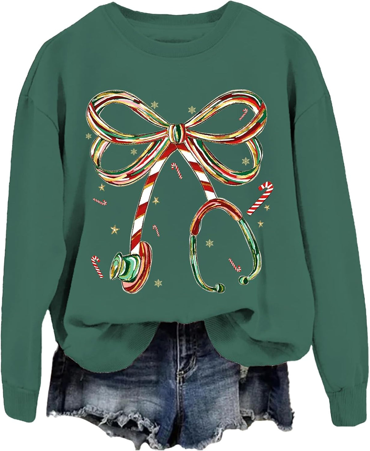 Candy Cane Stethoscope Christmas Nurse Sweatshirt,Cute RN Holiday Nursing Hoodie,Festive Medical Xmas Top