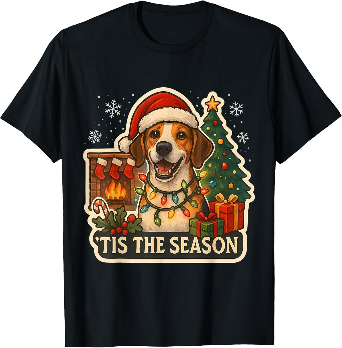 Tis The Season English Foxhound Dog Merry Christmas Mom Dad T-Shirt