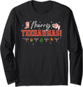 Yeehaw Merry Christmas Cowgirl Western Coquette Pink Bow Long Sleeve T-Shirt