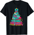 Cowgirl Christmas Tree Turquoise Pink Western Holiday Design T-Shirt