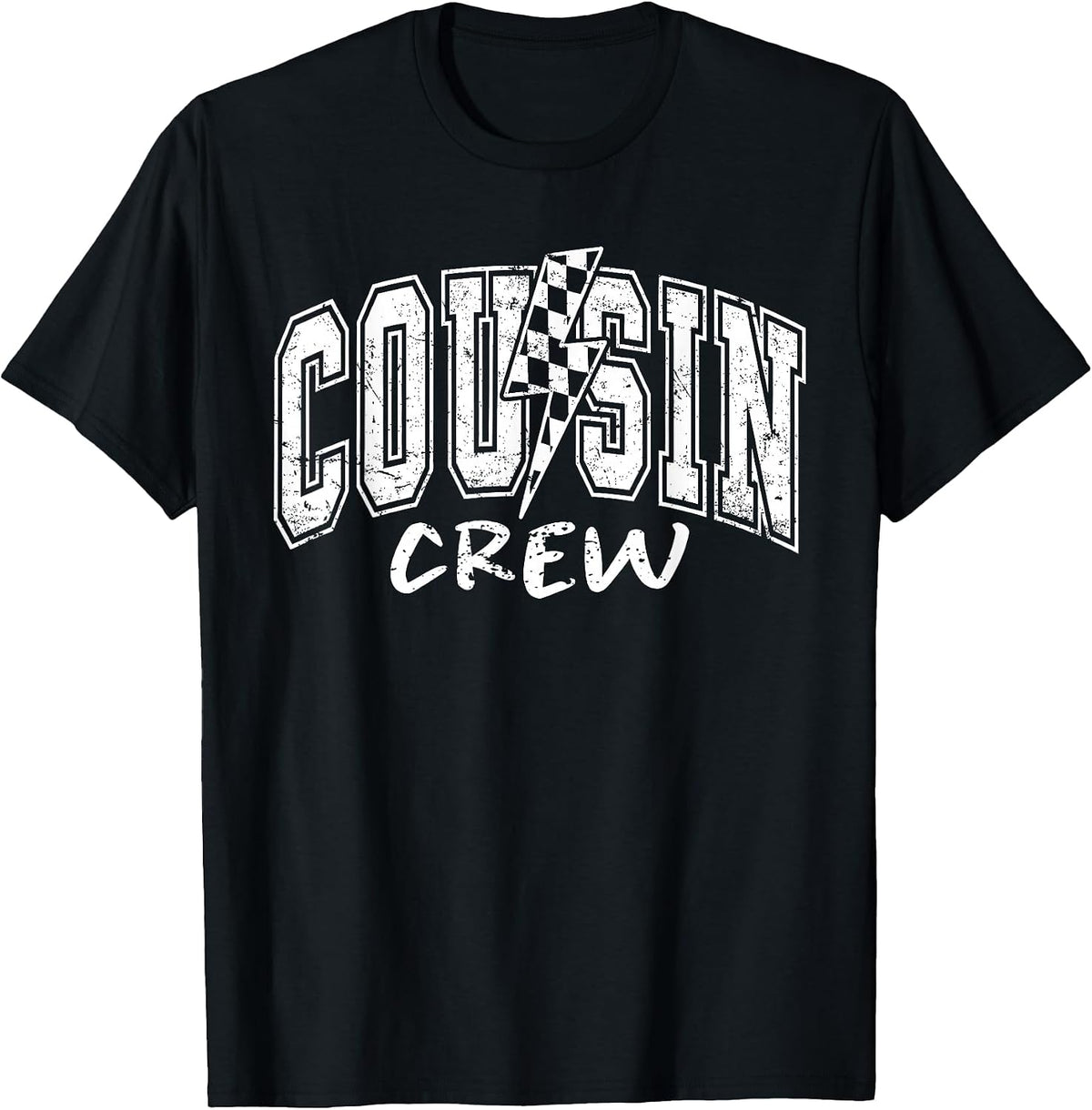 Cousin Crew Family Matching Lightning Bolt Checkered Varsity T-Shirt
