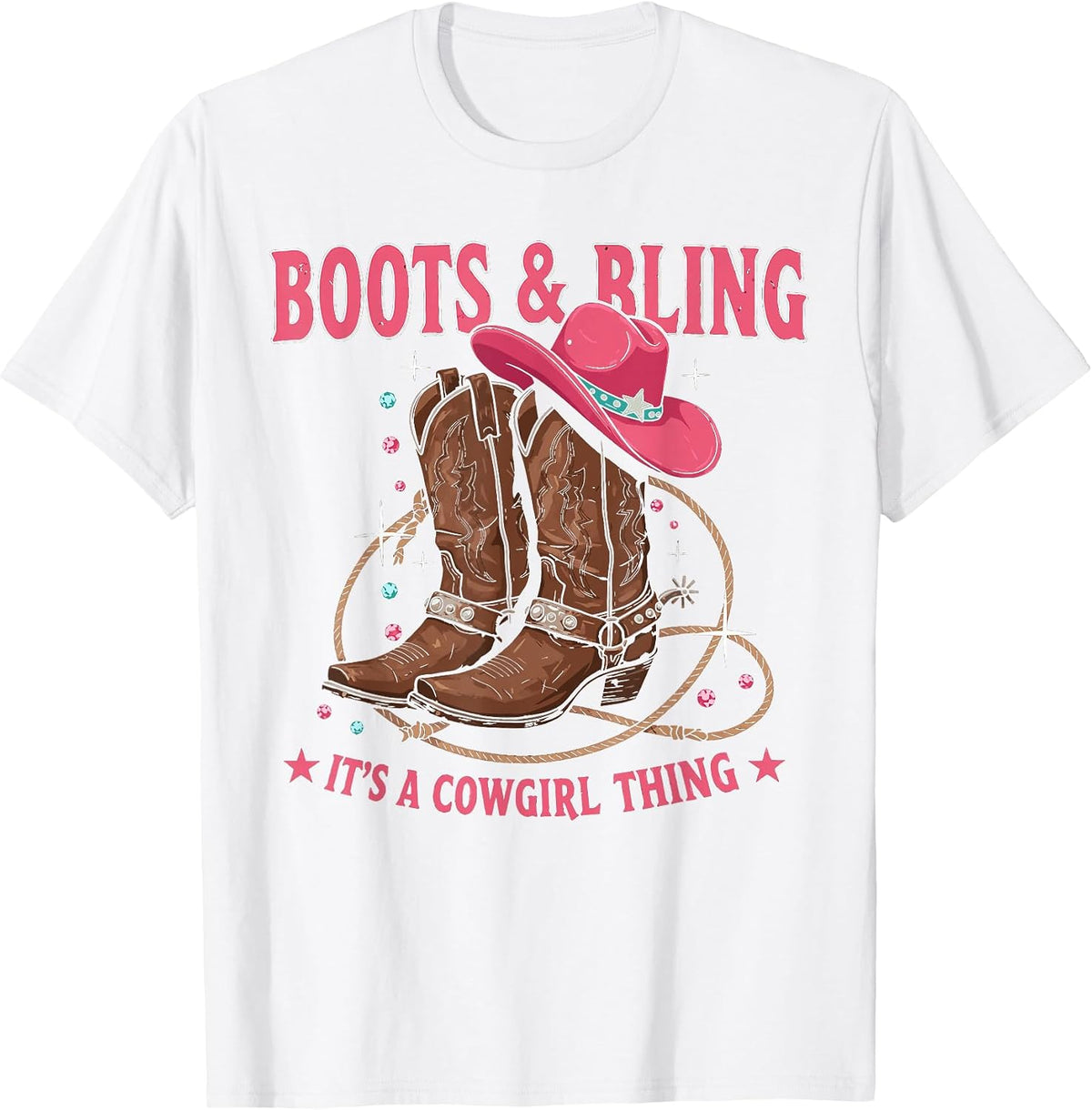 Howdy Country Rodeo Girl Western Boots & Bling its a Cowgirl T-Shirt