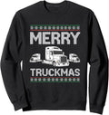 MERRY TRUCKMAS Big Trucks Semi Truck Christmas Men Sweatshirt