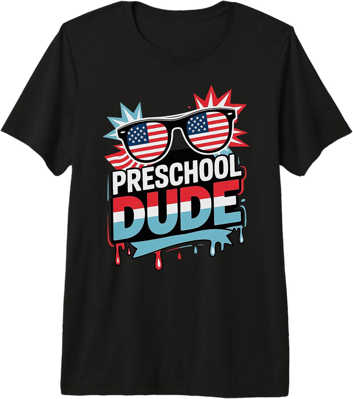 Patriotic Preschool Cool Dude Teacher Happy Coolest America Premium Tri-Blend T-Shirt