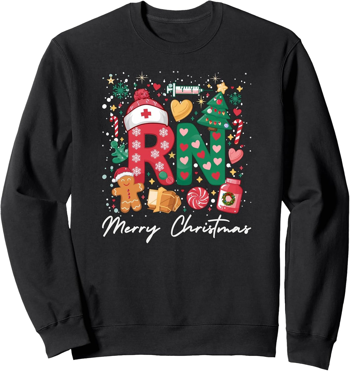 Christmas Santa's Nurse RN Crew Healthcare Registered Nurse Sweatshirt