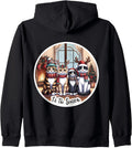 Tis The Season Cats Merry Christmas Lover Lady Cute Cat Cozy Zip Hoodie