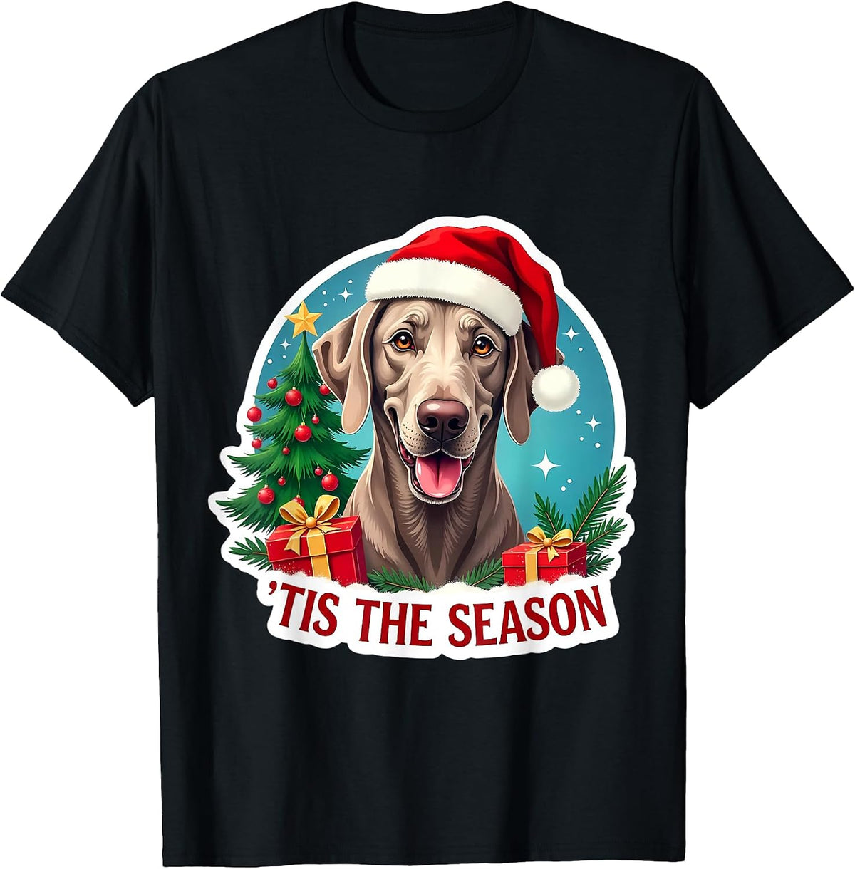 Tis The Season Weimaraner Dog Merry Christmas Tree Mom Dad T-Shirt