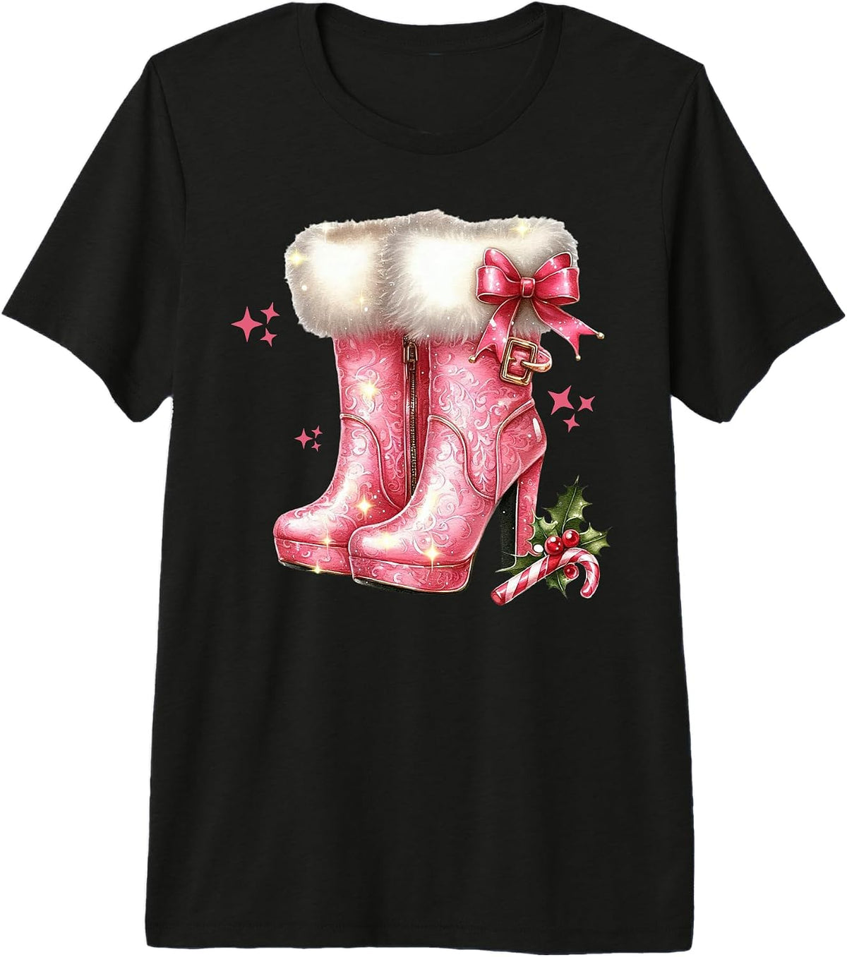 Christmas Coquette Bows Cowgirl Boots Cute Women Girls Top Premium Tri-blend T-Shirt