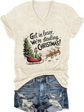 Womens V Neck Christmas Shirt Merry Christmas Graphic Tees Funny Holiday Xmas T-Shirts Winter Gift Tops
