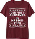 Our First Christmas As Mr and Mrs 2026 Matching Couples 1st Premium Tri-Blend T-Shirt