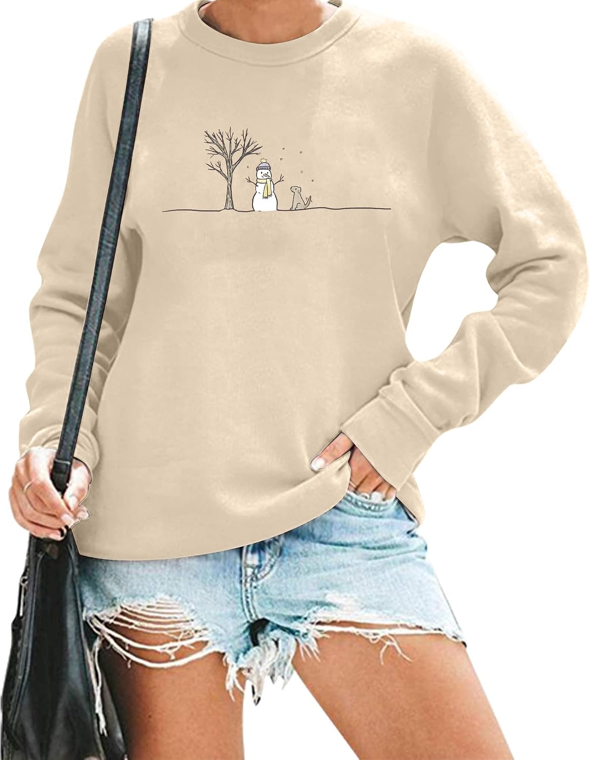 Christmas Sweatshirts for Women Cute Christmas Tree Graphic Long Sleeve Shirt Xmas Holiday Party Pullover Blouse