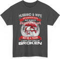 Husband and Wife Christmas Shirt Funny Couple Tee Heart to Heart Snowman Gift for Him and Her