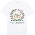 Merry and Married Our First Christmas Holiday Newlyweds Xmas Comfort Colors Adult Heavyweight T-Shirt