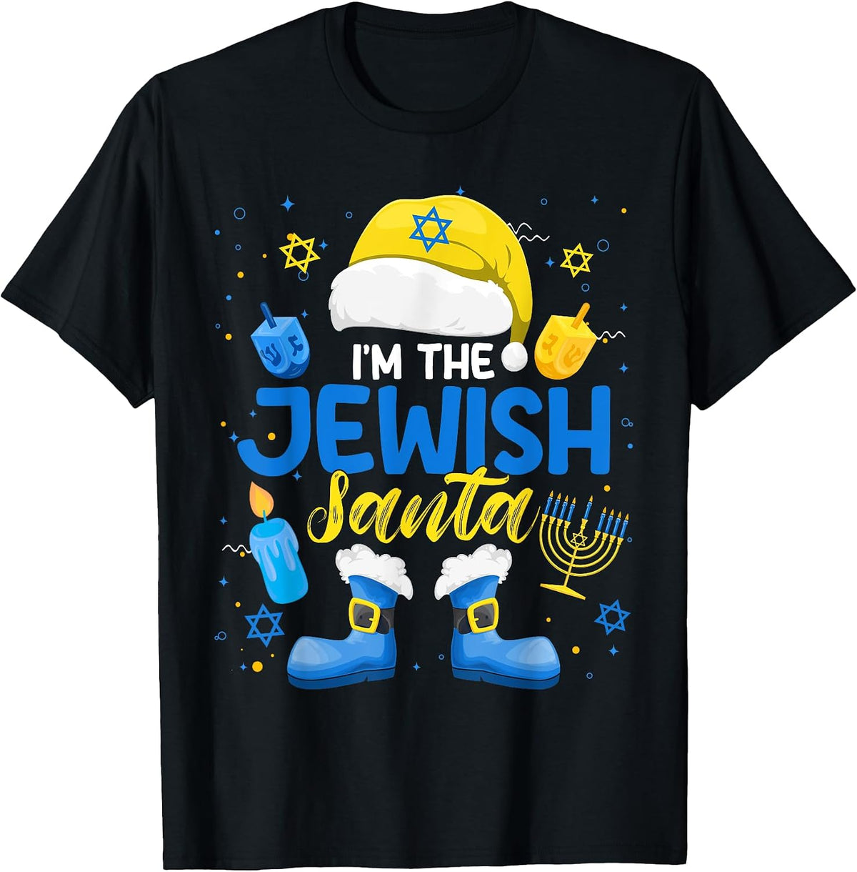 Funny I'm The Jewish Santa Menorah Christmas Happy Hanukkah T-Shirt