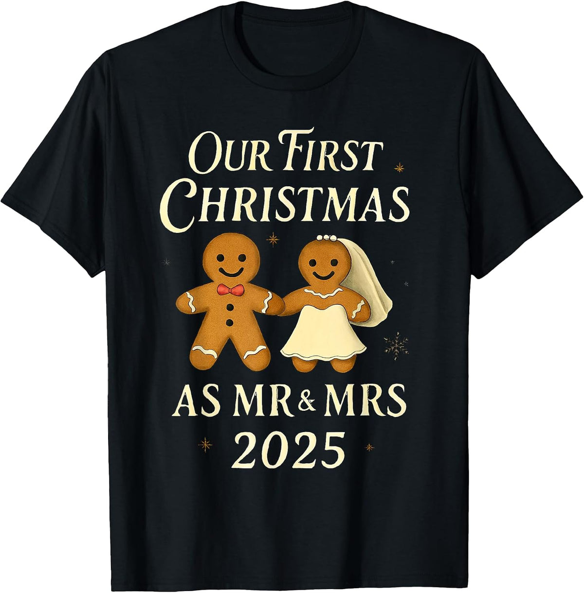 Our First Christmas as Mr and Mrs 2025 Newlywed Matching T-Shirt