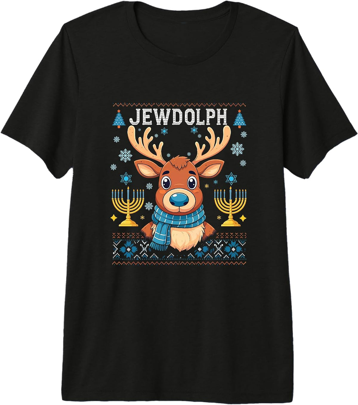 Jewdolph Jewish Holiday Funny Hanukkah Premium Tri-blend T-Shirt