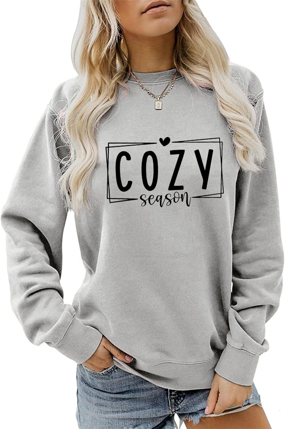 Cozy Season Sweatshirt, Cozy Vibes Sweater for Women Crewneck Pullover Tops Sweater Weather Shirt Fall Winter Blouse