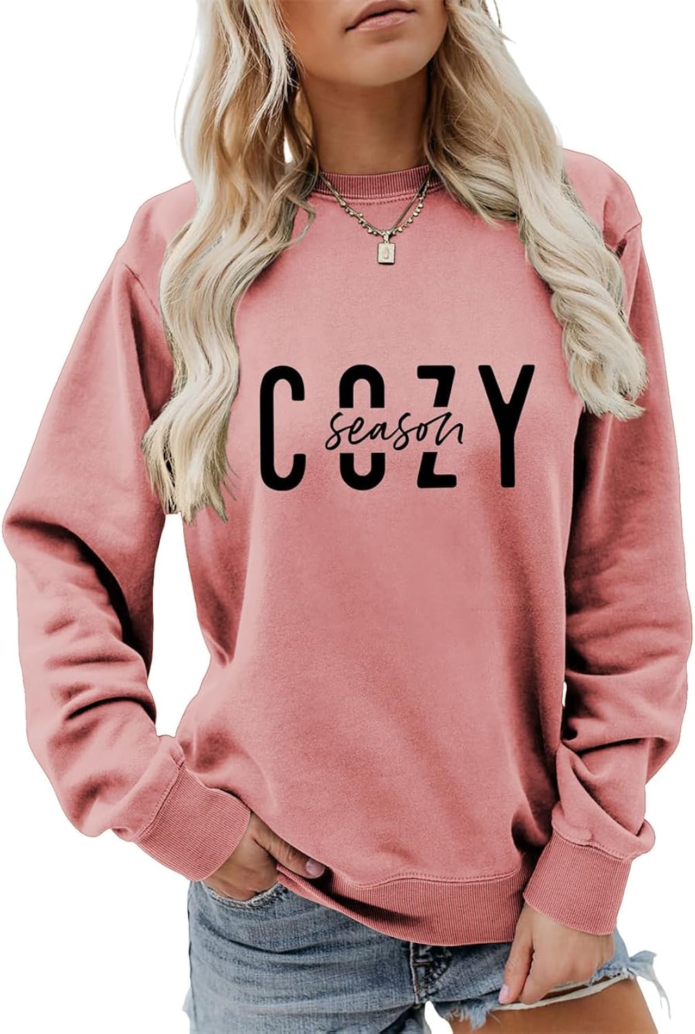 Cozy Season Sweatshirt Funny Fall Winter Season Shirt Women Casual Crewneck Sweater Weather Pullover Tops