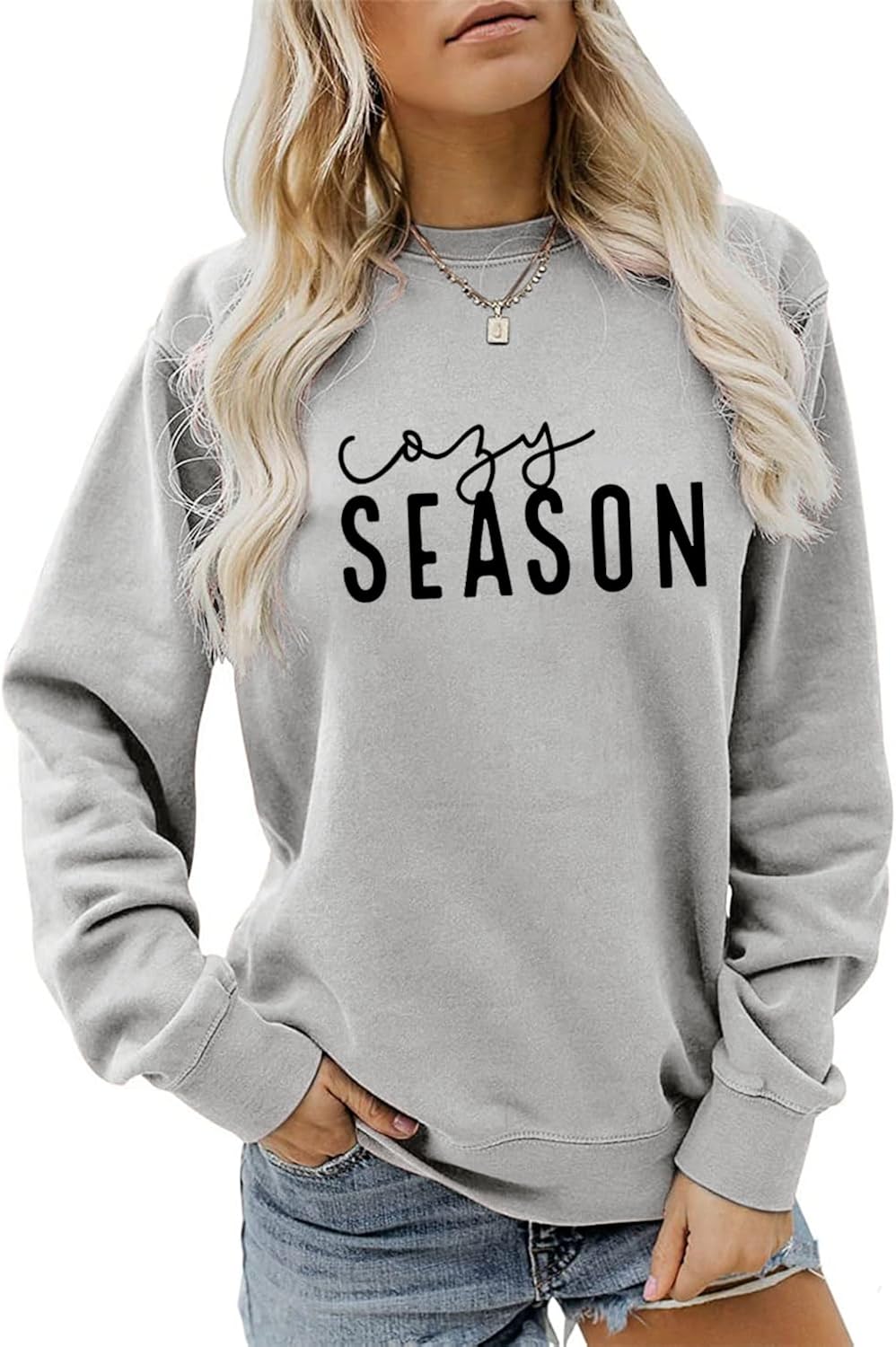 Cozy Season Sweatshirt, Cozy Shirt Women Casual Crewneck Pullovers Tops Funny Sweater Weather Sweatshirt Fall Blouse