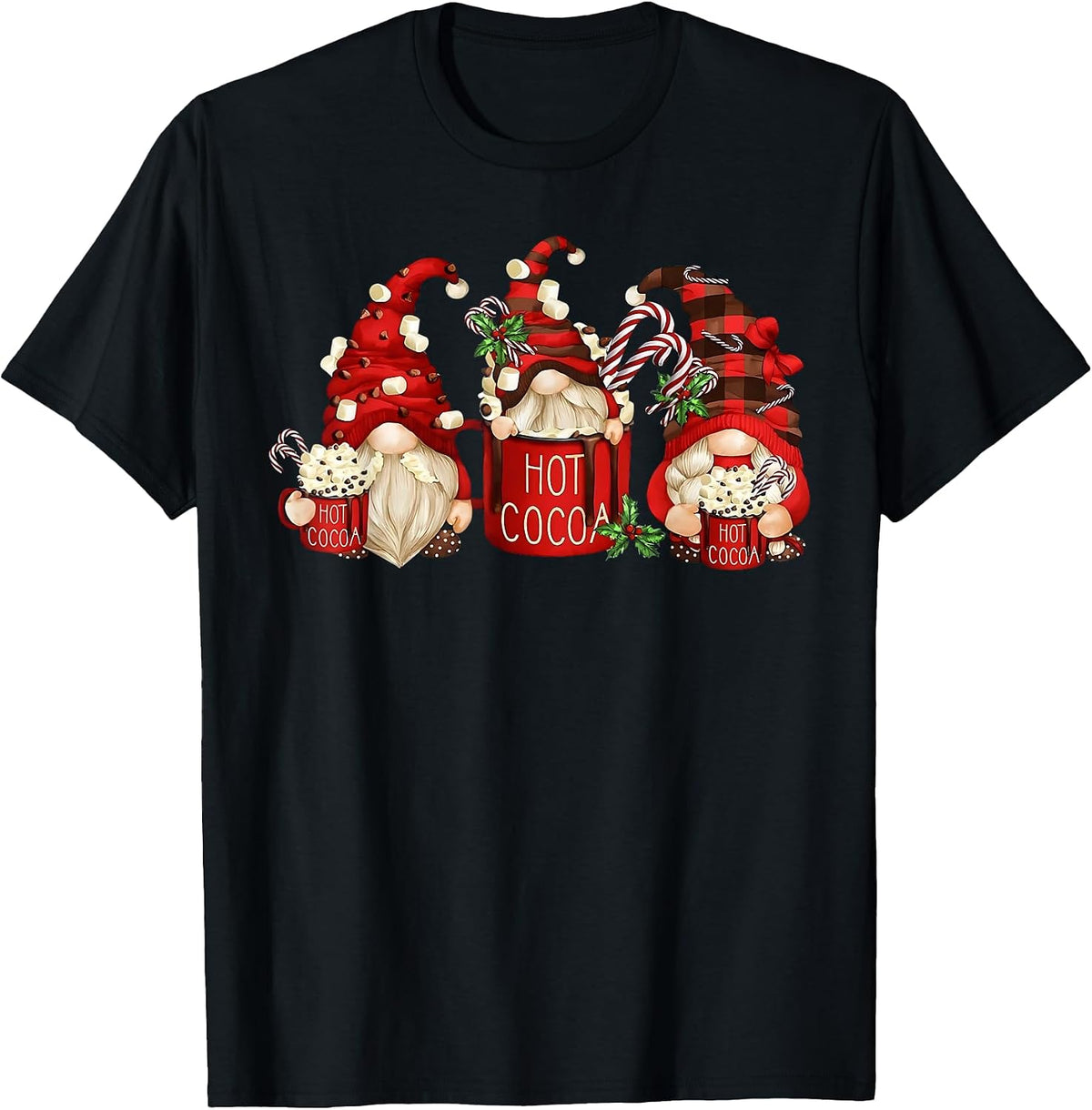 Cute Retro Chocolate Hot Cocoa Mug Funny Gnomes Christmas T-Shirt