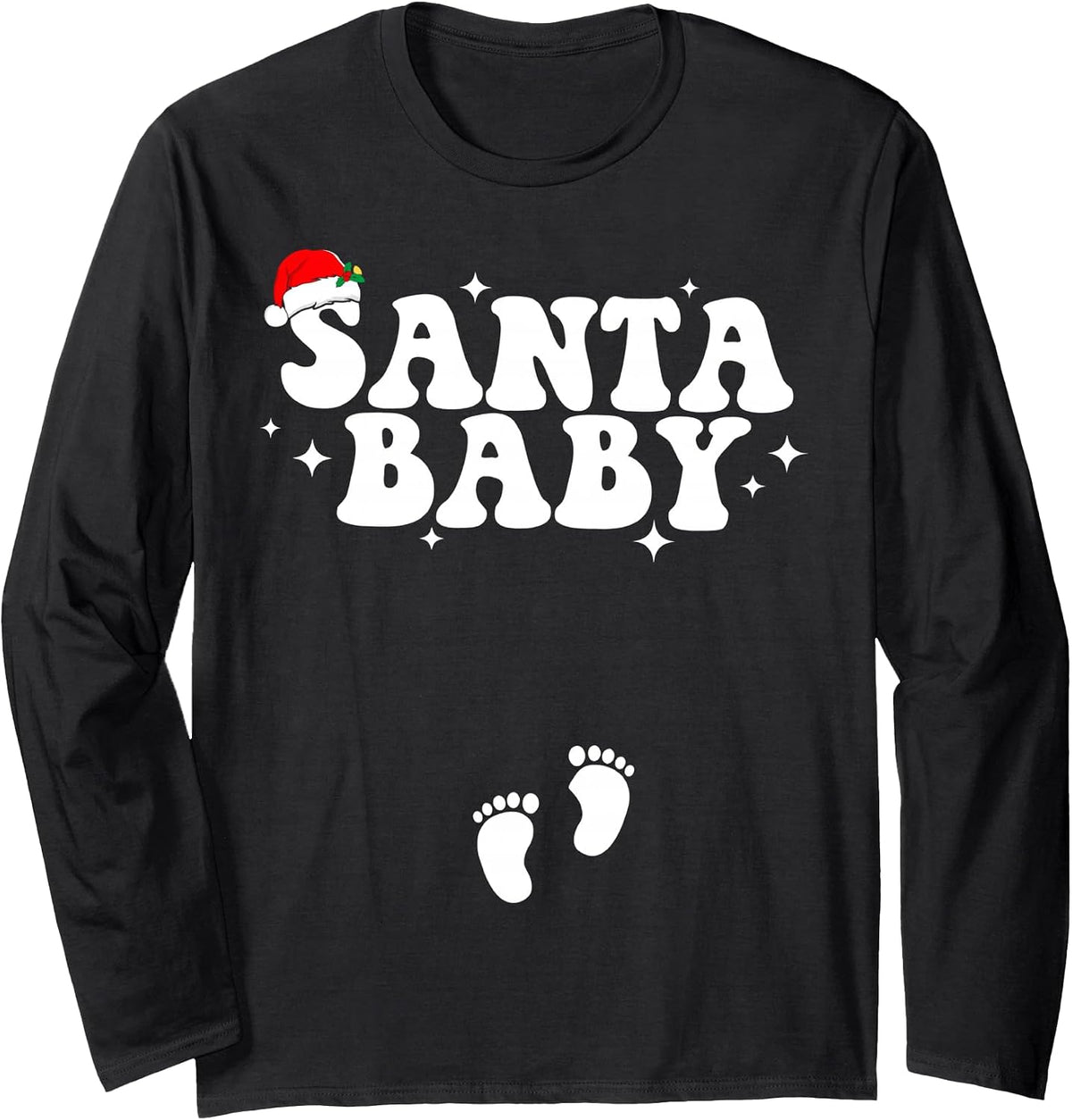 Santa Baby Christmas Pregnancy Announcement Pregnant Holiday Long Sleeve T-Shirt